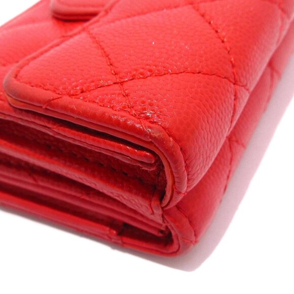CHANEL Matelasse Red Calfskin Trifold Wallet Gold hardware 740-082025 - Picture 7 of 12